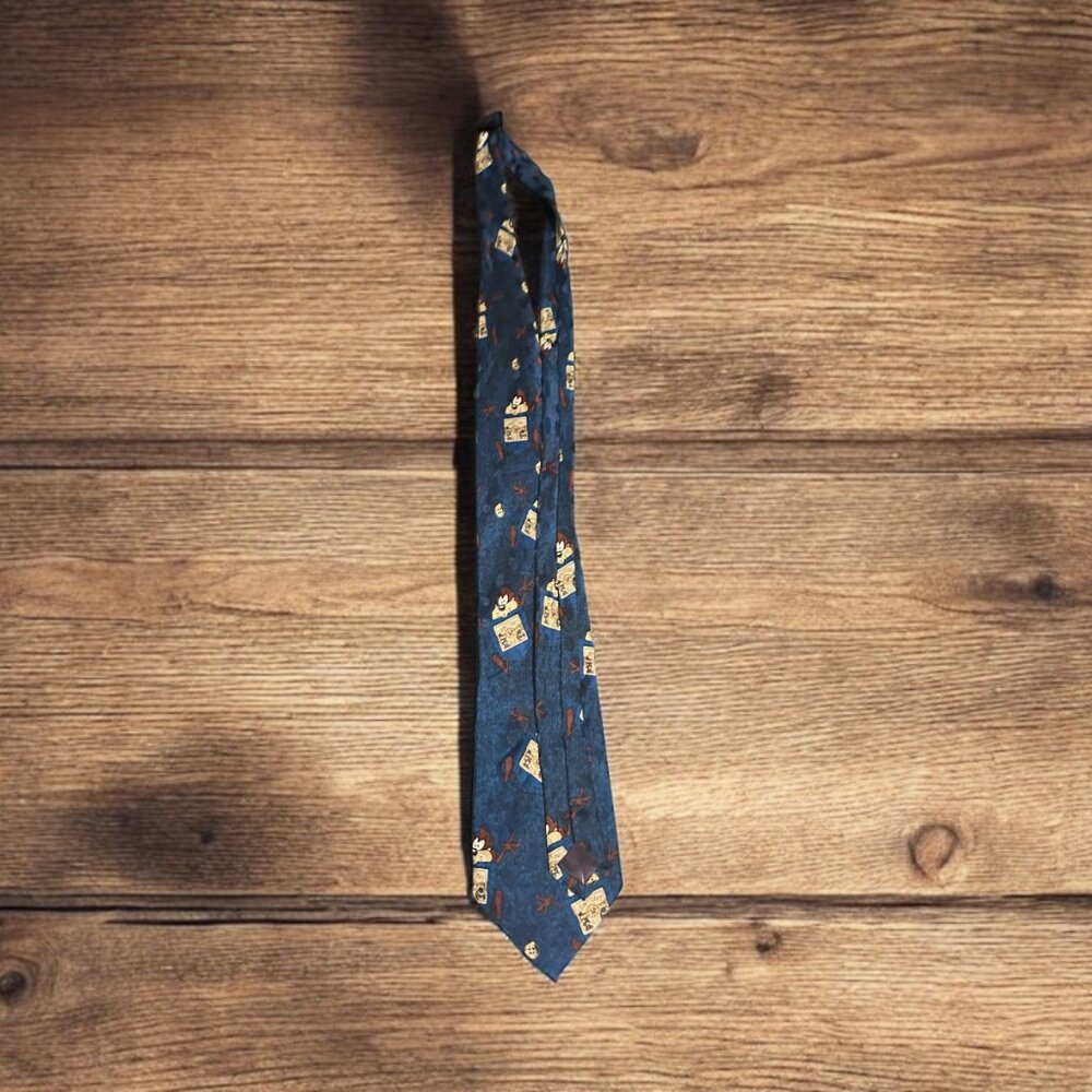 Vintage 1995 Looney Tunes Cartoon Taz Men's Necktie Blue
